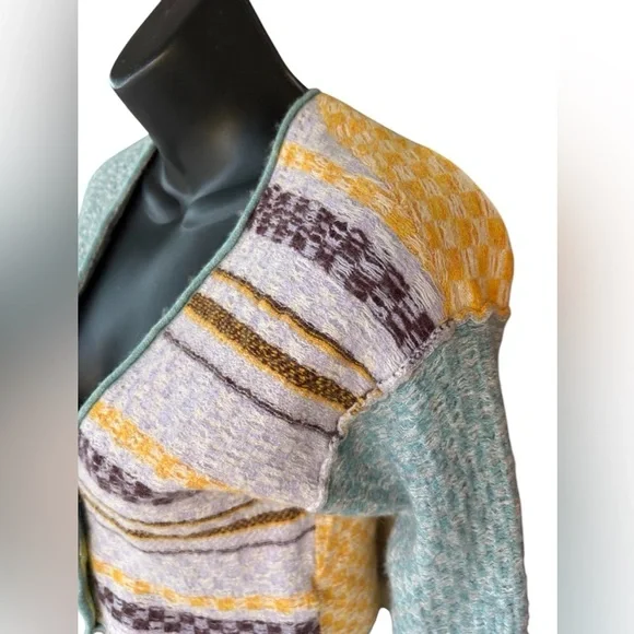 Free People women’s multicolor Ready Set Go Cardigan cropped sweater sz XS used - Picture 5 of 11